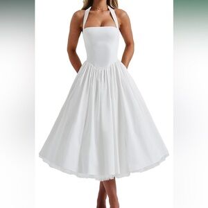 Never worn, no tags • medium • Elegant White Halter top Dress